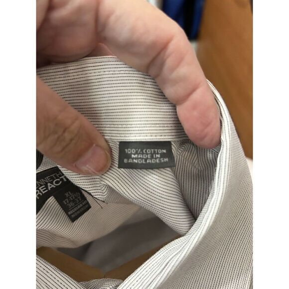 Kenneth Cole Reaction Men's X Large XL Shirt Long Sleeve Button Front Striped - Picture 3 of 4
